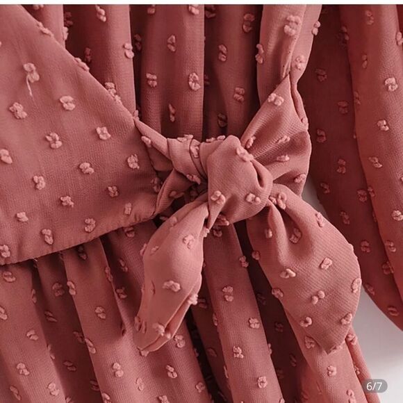 - BOHO mini dress balloon sleeves back elastic waist with back tie - Picture 5 of 10